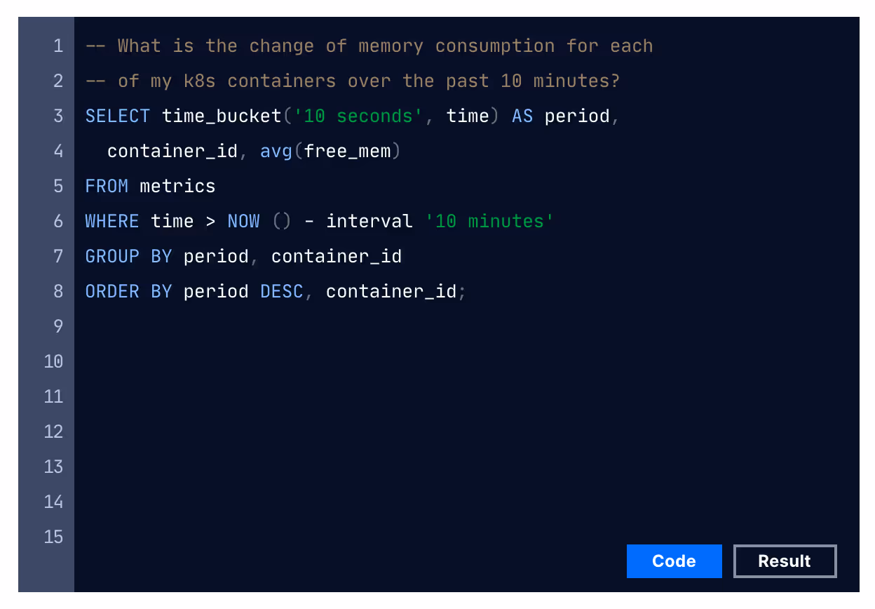 Example timescale query